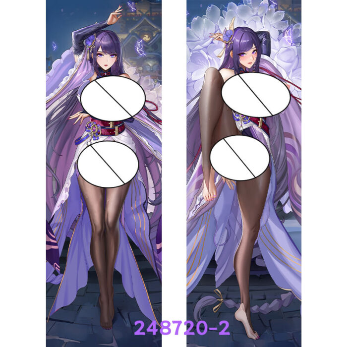Anime Genshin Impact Raiden Shogun Double-Sided Print Hing Body Pillowcase Otaku Cosplay Pillow Cover - Image 3