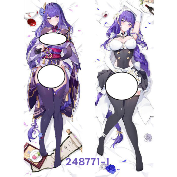 Anime ‌Genshin Impact Raiden Shogun Double-Sided Print Hing Body Pillowcase Otaku Cosplay Pillow Cover
