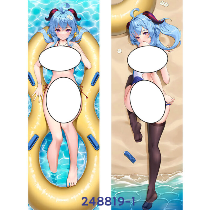 Anime ‌Genshin Impact Ganyu Double-Sided Print Hing Body Pillowcase Otaku Cosplay Pillow Cover