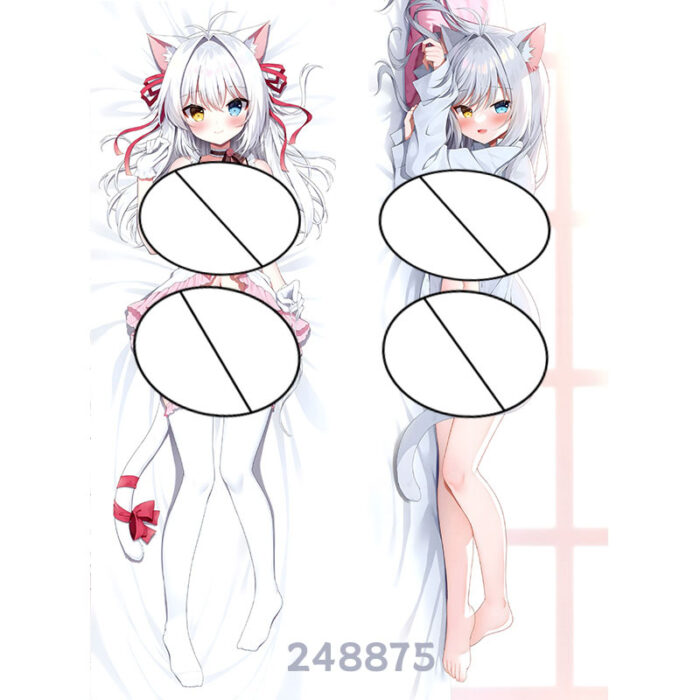 Anime blue whaleC102 Cat-EaredGirl Double-Sided Print Hing Body Pillowcase Otaku Cosplay Pillow Cover