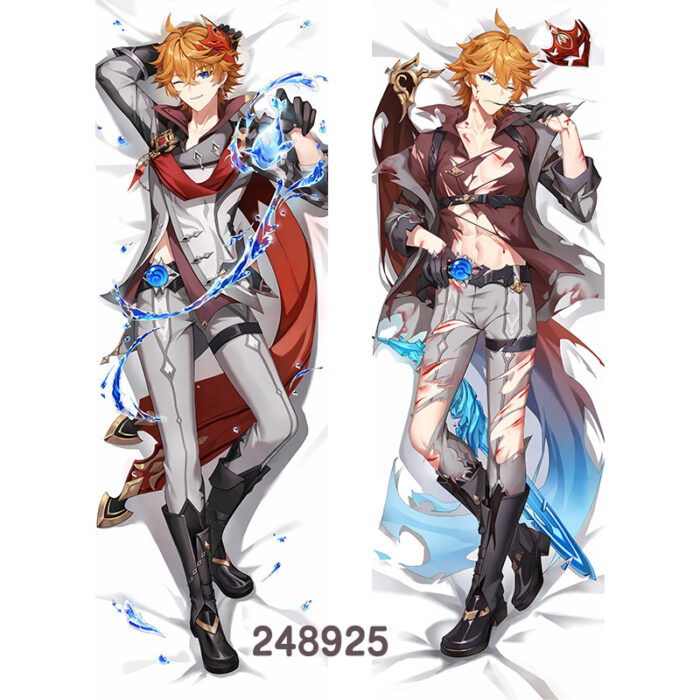 Anime ‌Genshin Impact Tartaglia Double-Sided Print Hing Body Pillowcase Otaku Cosplay Pillow Cover