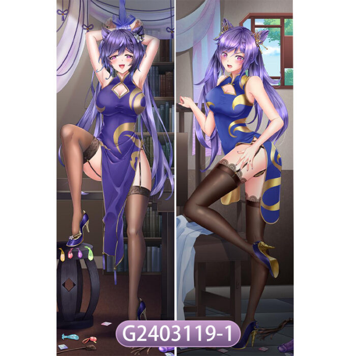 Anime Genshin Impact Keqing Double-Sided Print Hing Body Pillowcase Otaku Cosplay Pillow Cover