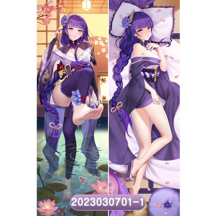 Anime Genshin Impact Raiden Shogun Double-Sided Print Hing Body Pillowcase Otaku Cosplay Pillow Cover