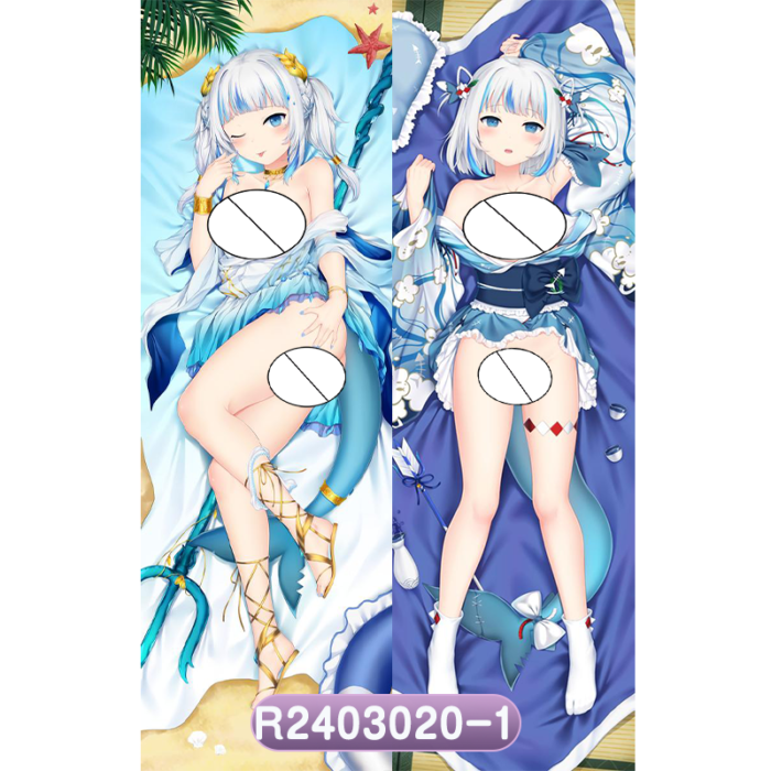 Anime Vtuber Gawr Gura Double-Sided Print Hing Body Pillowcase Otaku Cosplay Pillow Cover