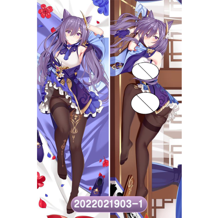 Anime Genshin Impact Keqing Double-Sided Print Hing Body Pillowcase Otaku Cosplay Pillow Cover