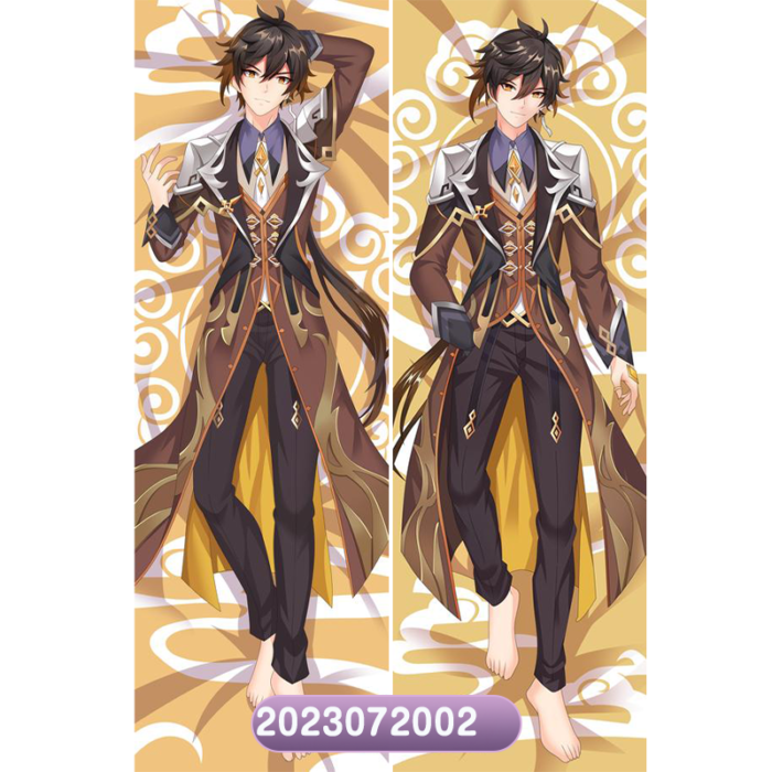 Anime Genshin Impact Zhongli Double-Sided Print Hing Body Pillowcase Otaku Cosplay Pillow Cover